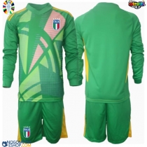 Otroški Nogometni dresi Italija Vratar Gostujoči EP 2024 Dolgi Rokav (+ Kratke hlače)